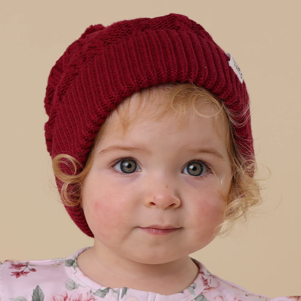 Raspberry Organic Baby Knit Beanie - Image 8