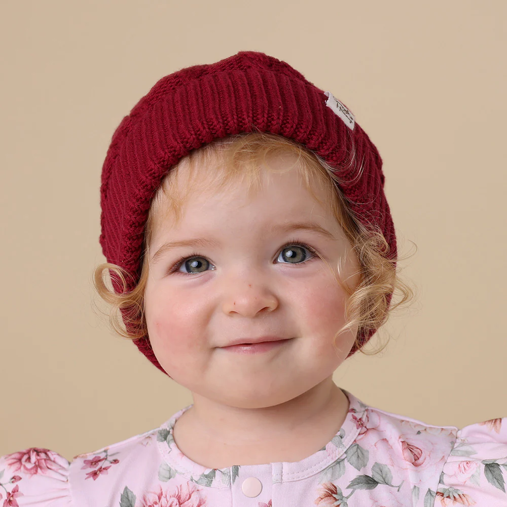 Raspberry Organic Baby Knit Beanie - Image 9