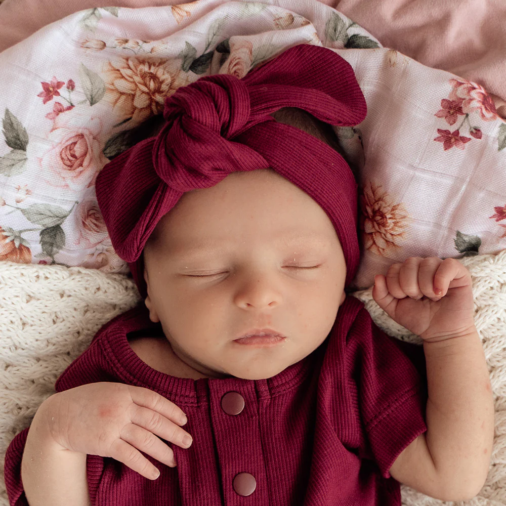 Raspberry Ribbed Organic Topknot
