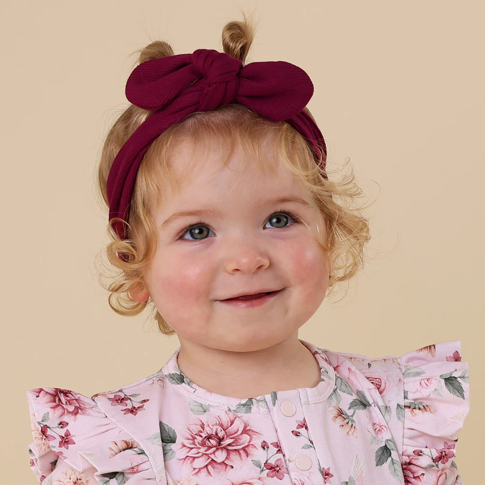 Raspberry Ribbed Organic Topknot - Image 3