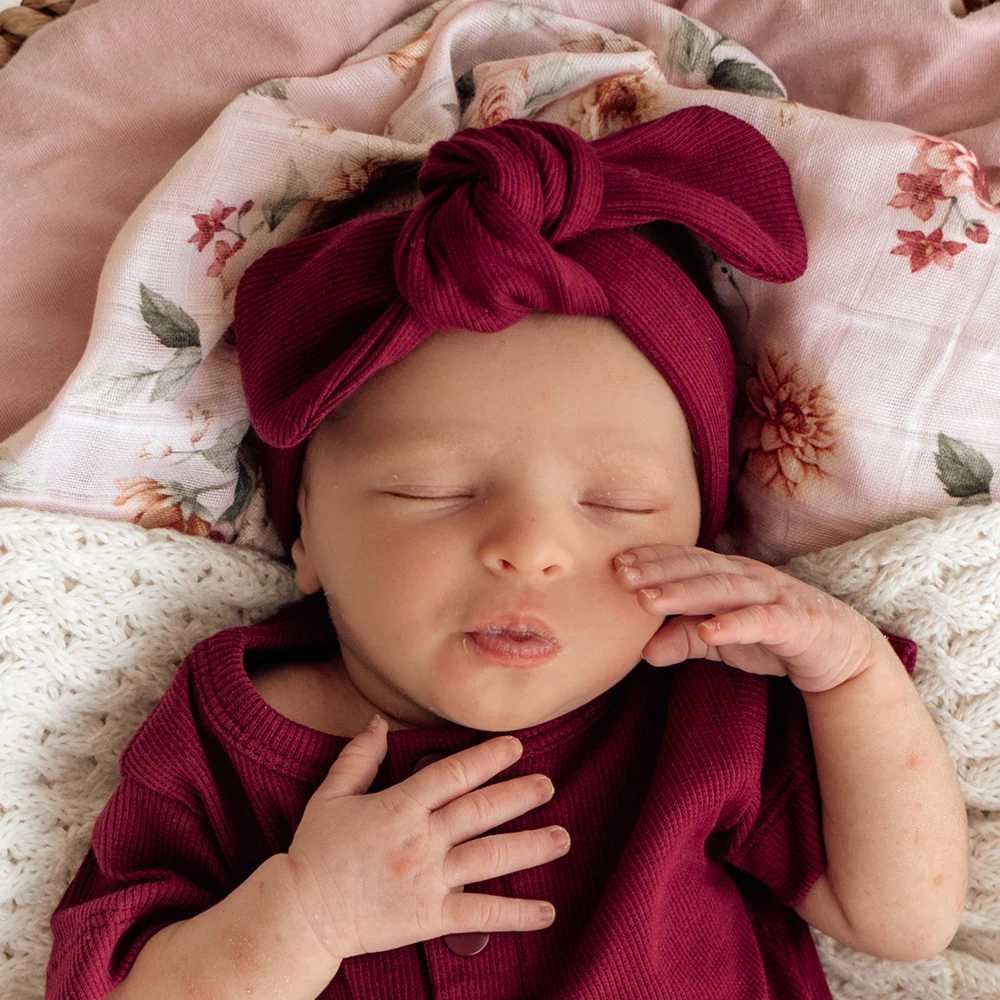 Raspberry Ribbed Organic Topknot - Image 6