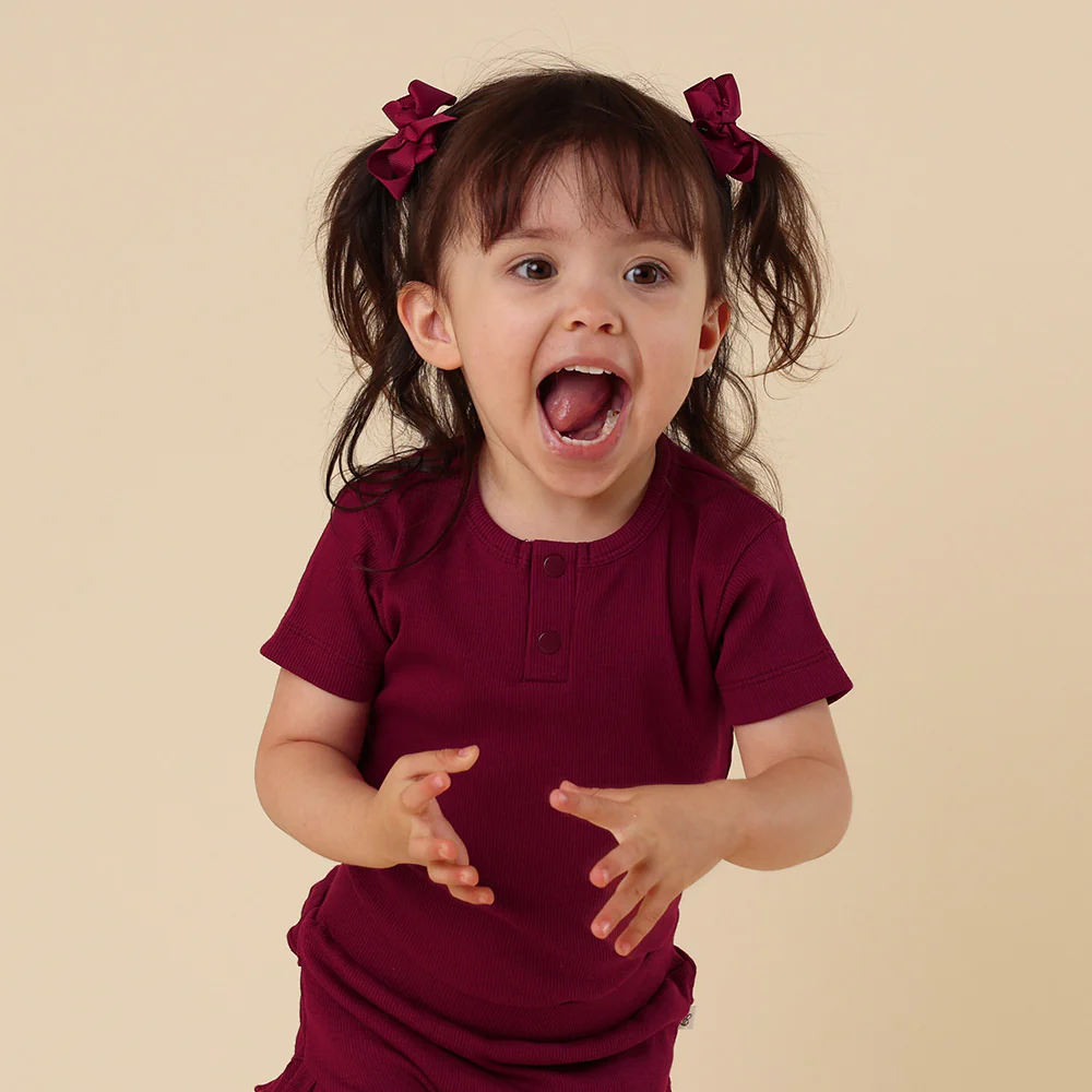 Raspberry Short Sleeve Organic Bodysuit - Image 10