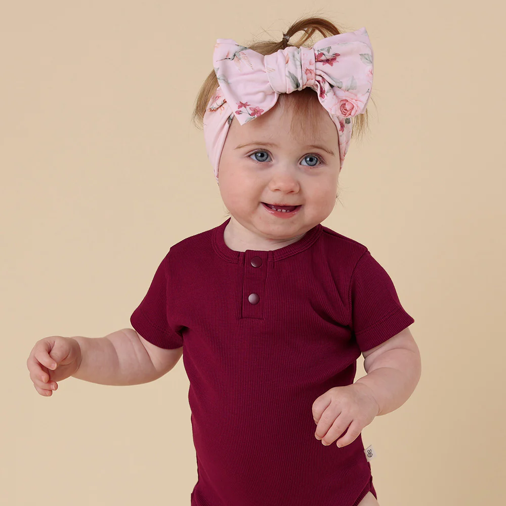 Raspberry Short Sleeve Organic Bodysuit - Image 12