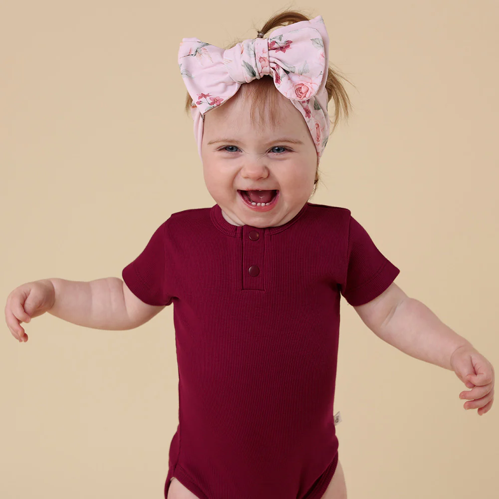 Raspberry Short Sleeve Organic Bodysuit - Image 13