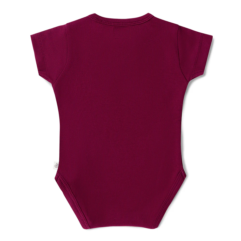Raspberry Short Sleeve Organic Bodysuit - Image 14