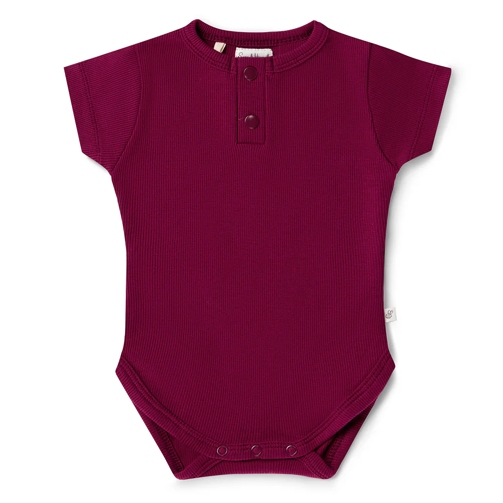 Raspberry Short Sleeve Organic Bodysuit - Image 2
