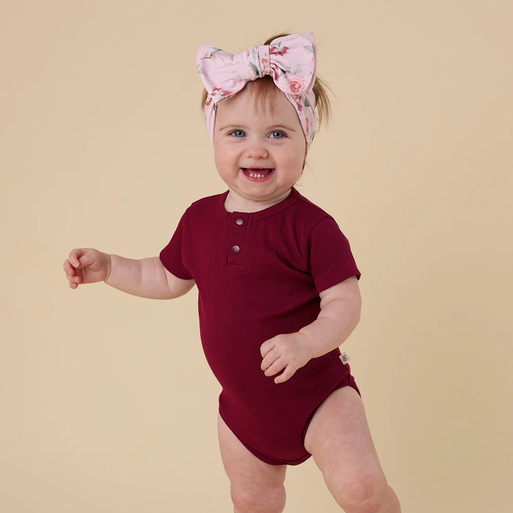 Raspberry Short Sleeve Organic Bodysuit - Image 3