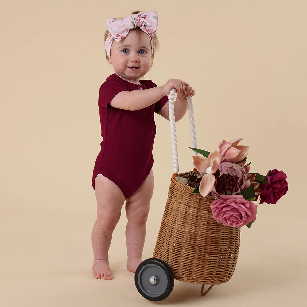 Raspberry Short Sleeve Organic Bodysuit - Image 4