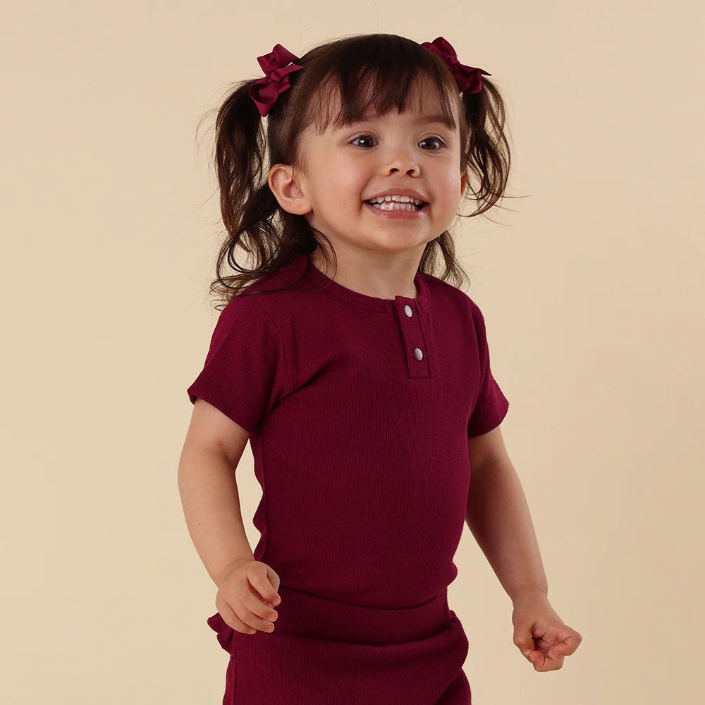 Raspberry Short Sleeve Organic Bodysuit - Image 5