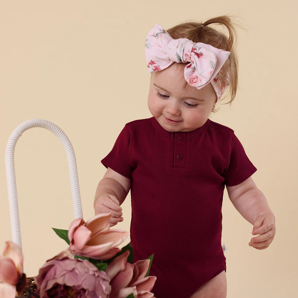 Raspberry Short Sleeve Organic Bodysuit - Image 8