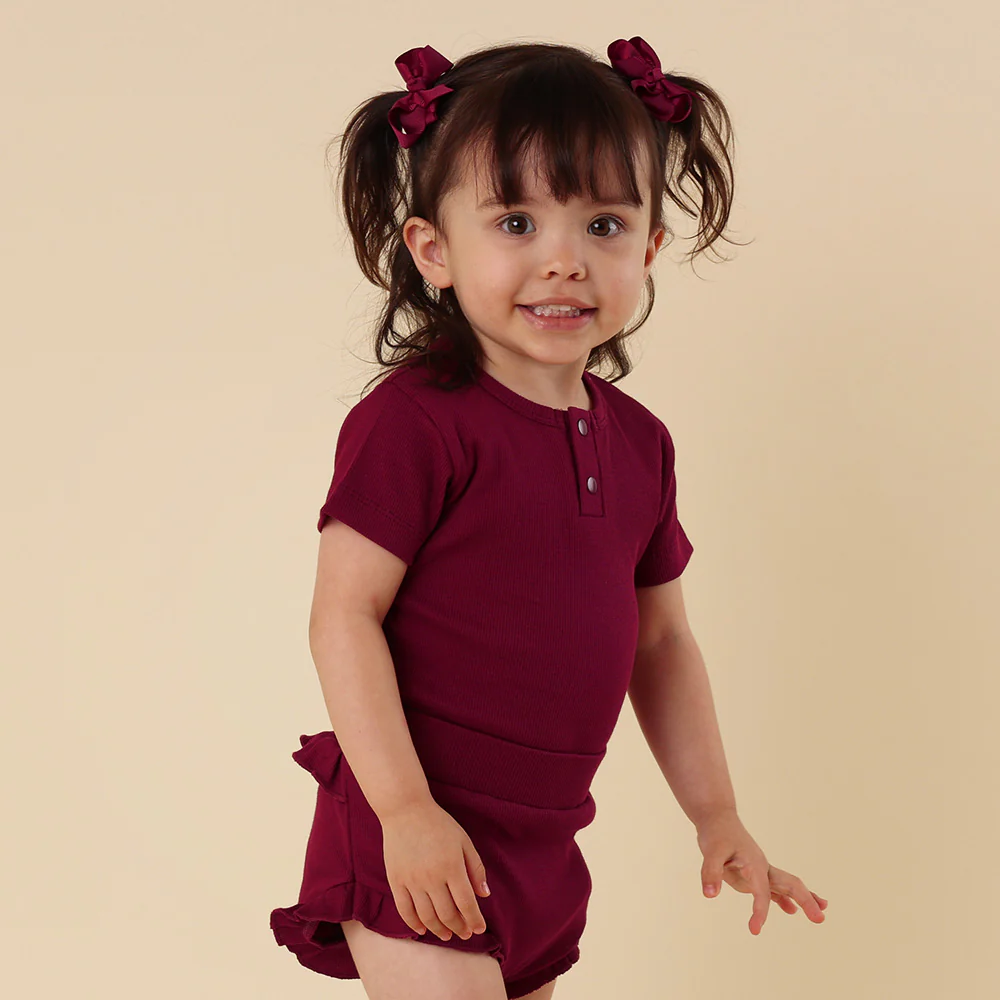 Raspberry Short Sleeve Organic Bodysuit - Image 9