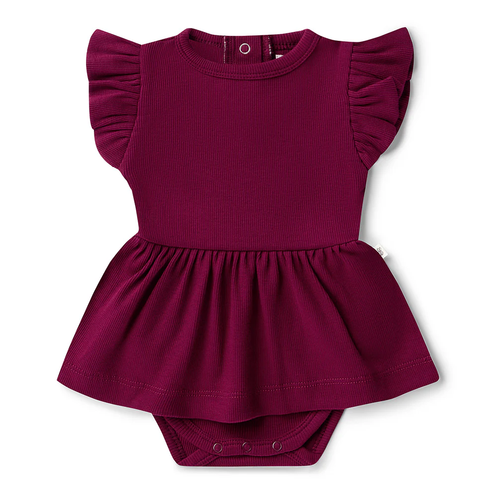 Raspberry Short Sleeve Organic Dress - Image 2