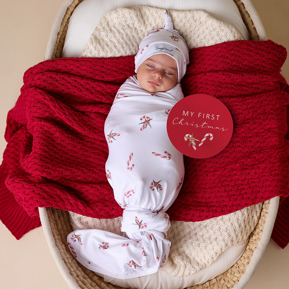 Red Diamond Knit Organic Baby Blanket - Image 3