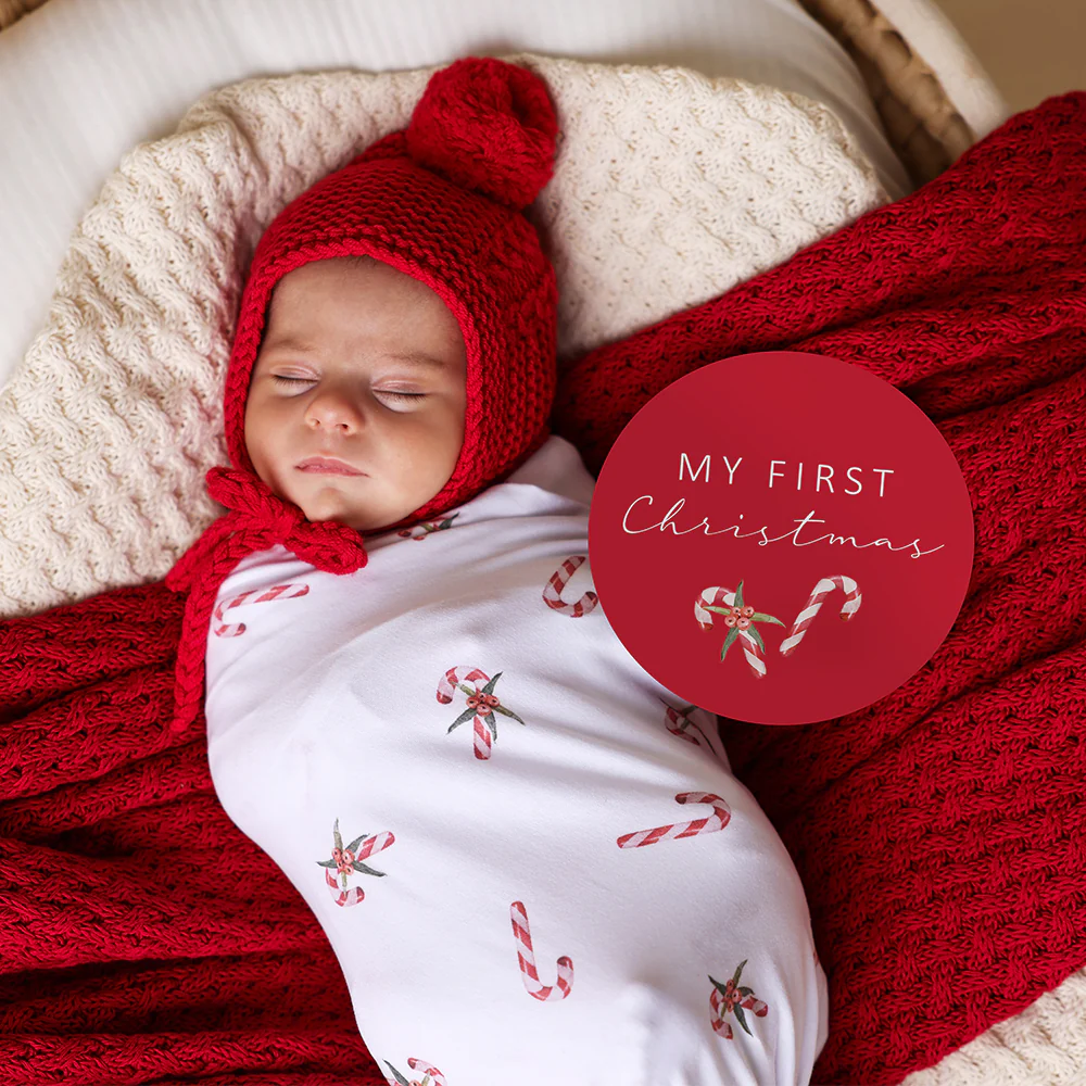 Red Diamond Knit Organic Baby Blanket - Image 5