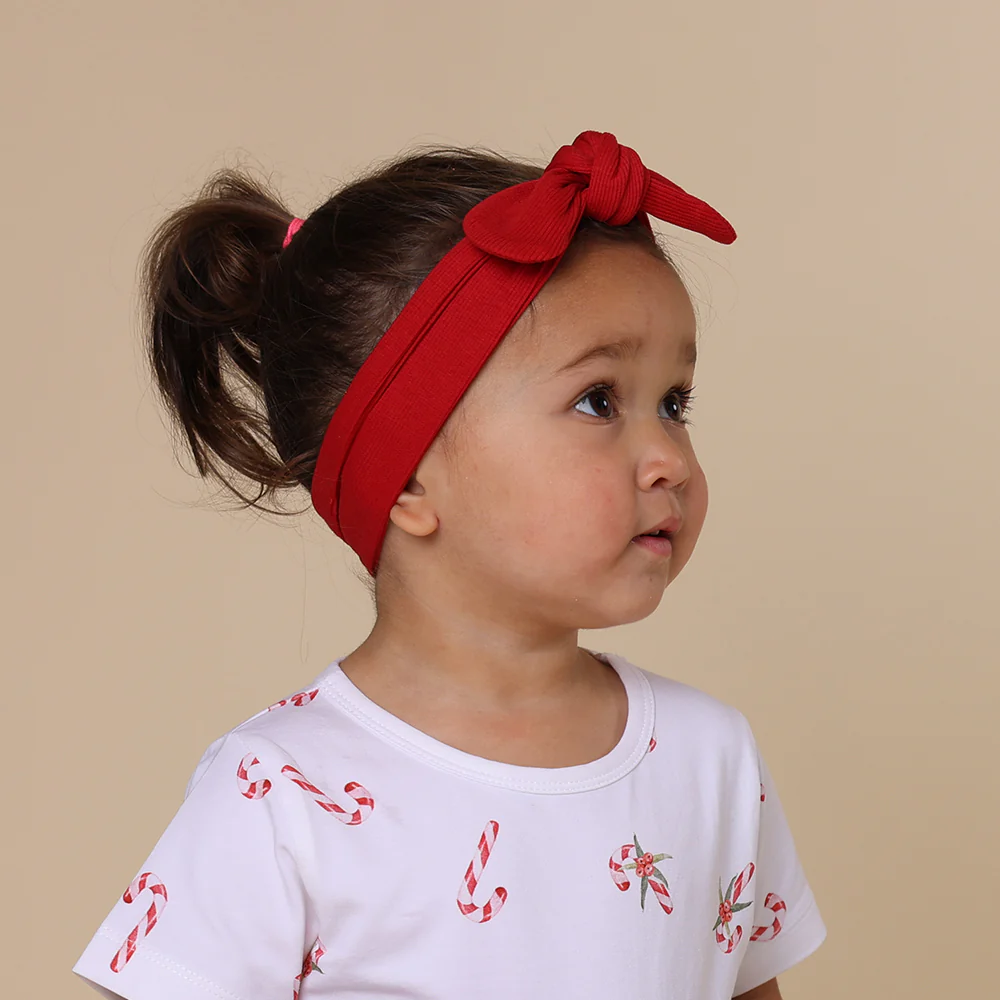 Red Ribbed Organic Topknot - Image 5