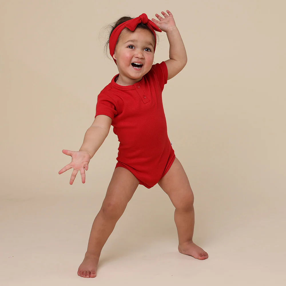 Red Short Sleeve Organic Bodysuit - Image 3