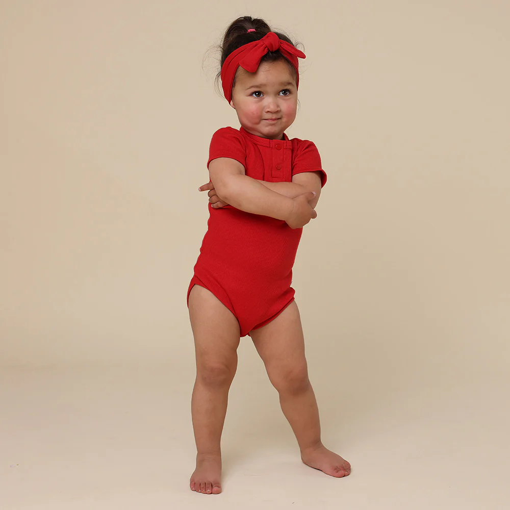 Red Short Sleeve Organic Bodysuit - Image 5