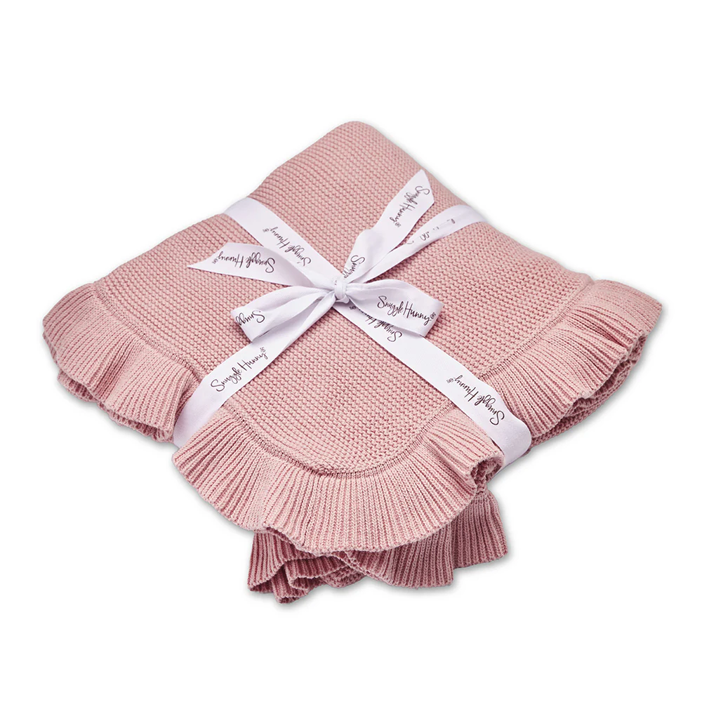 Rosa Ruffle Knit Organic Baby Blanket - Image 2
