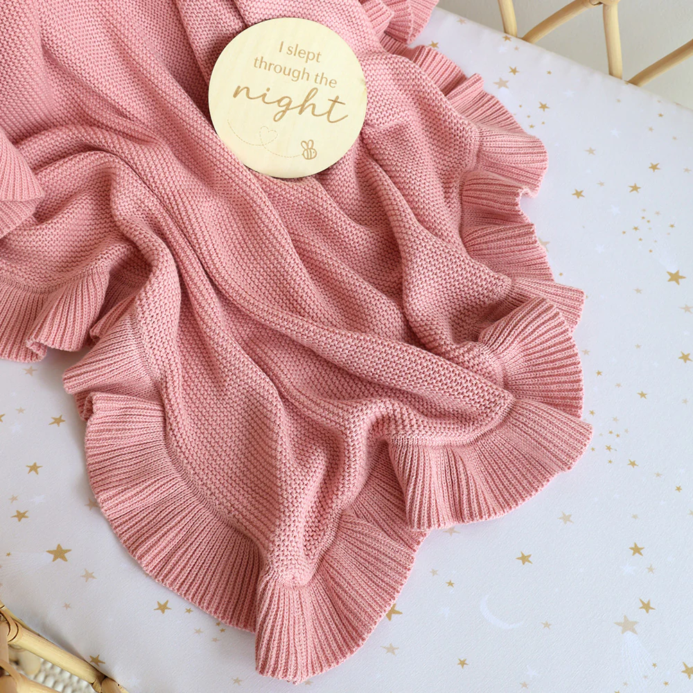 Rosa Ruffle Knit Organic Baby Blanket - Image 3