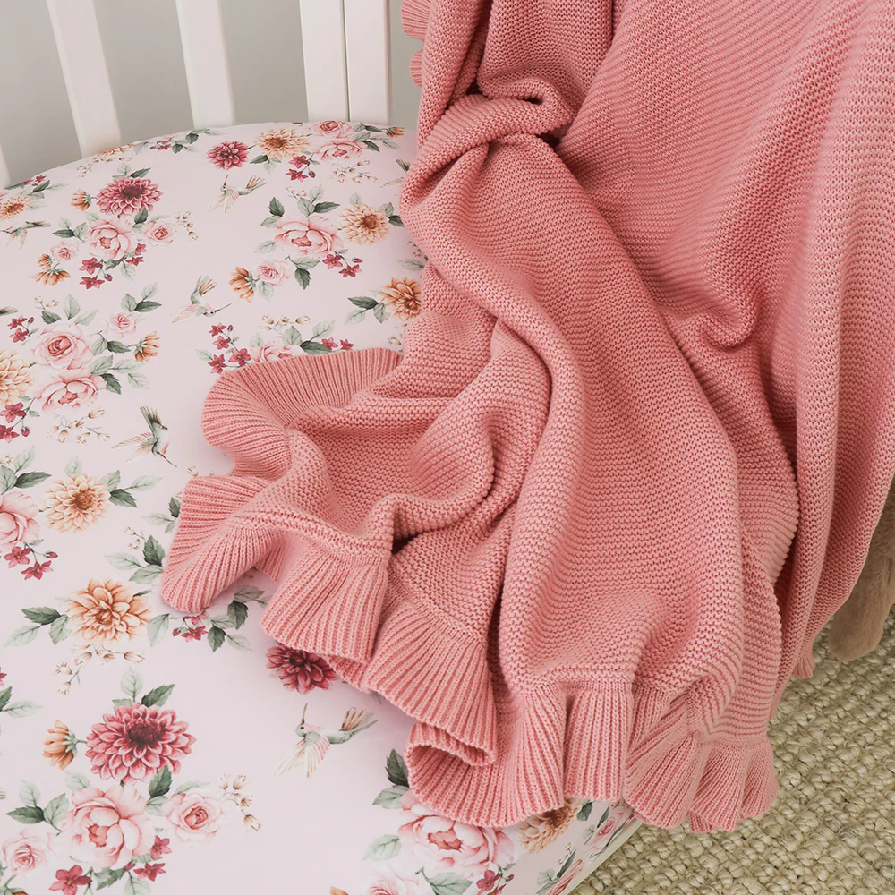 Rosa Ruffle Knit Organic Baby Blanket - Image 4