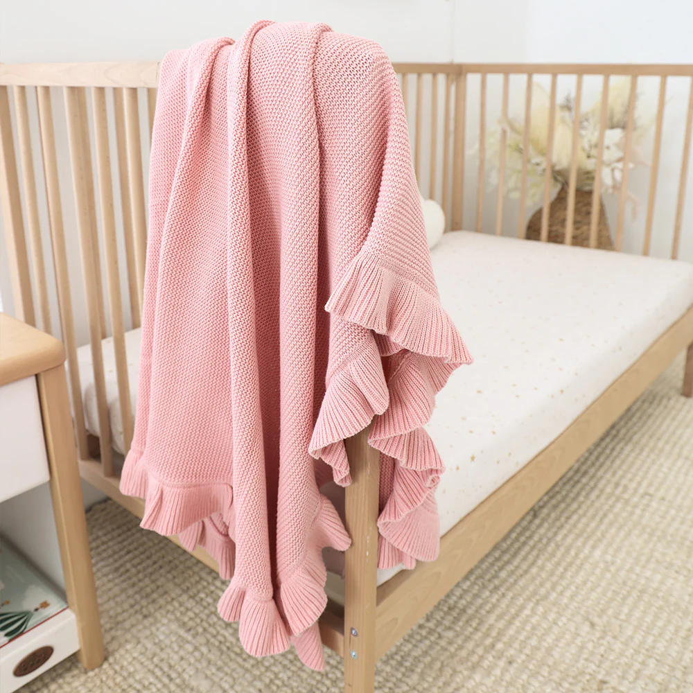 Rosa Ruffle Knit Organic Baby Blanket - Image 5