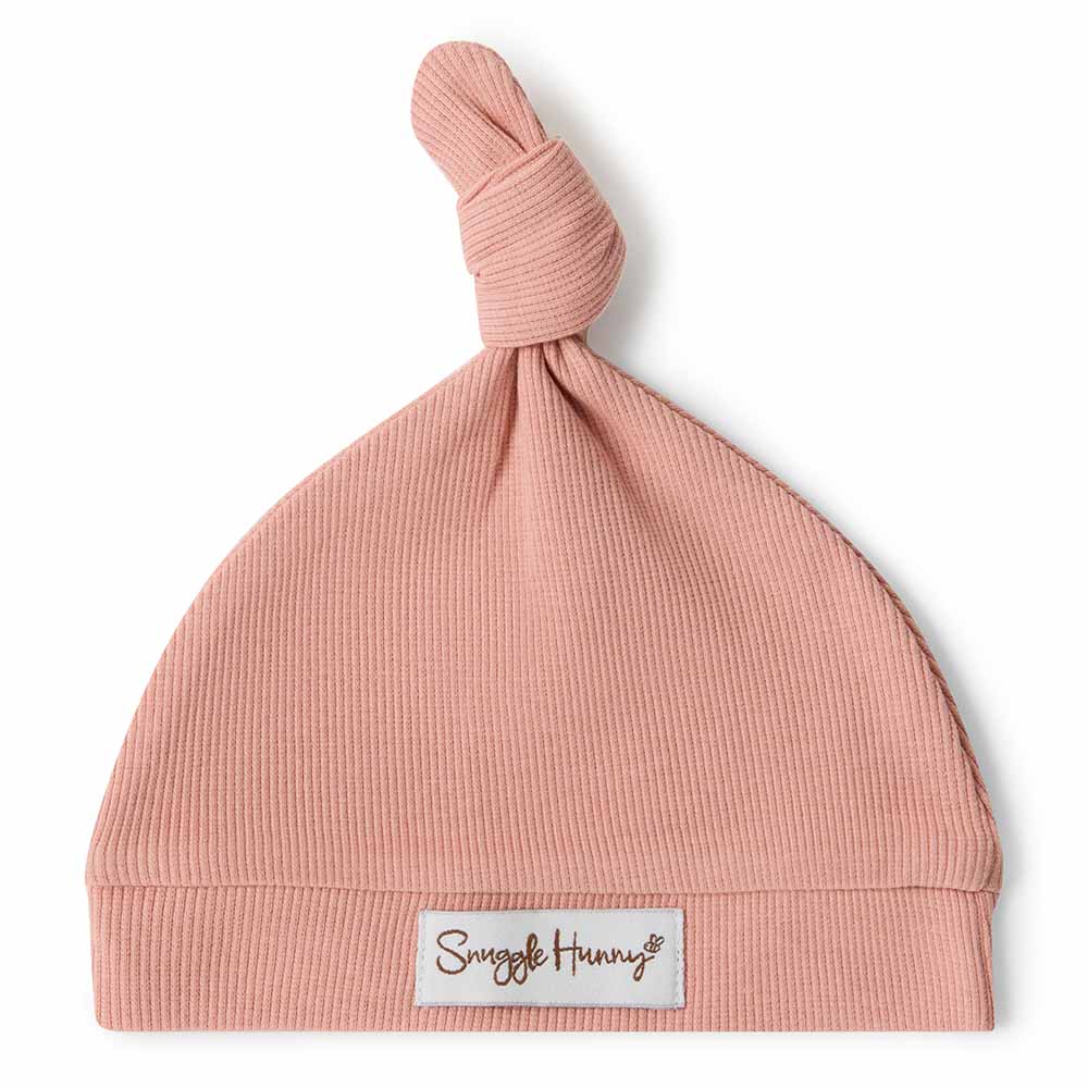 Rose Ribbed Organic Knotted Beanie - Image 2