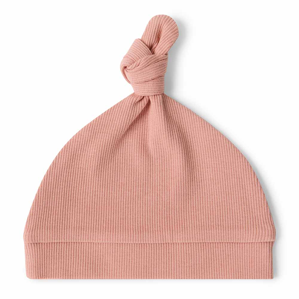 Rose Ribbed Organic Knotted Beanie - Image 3