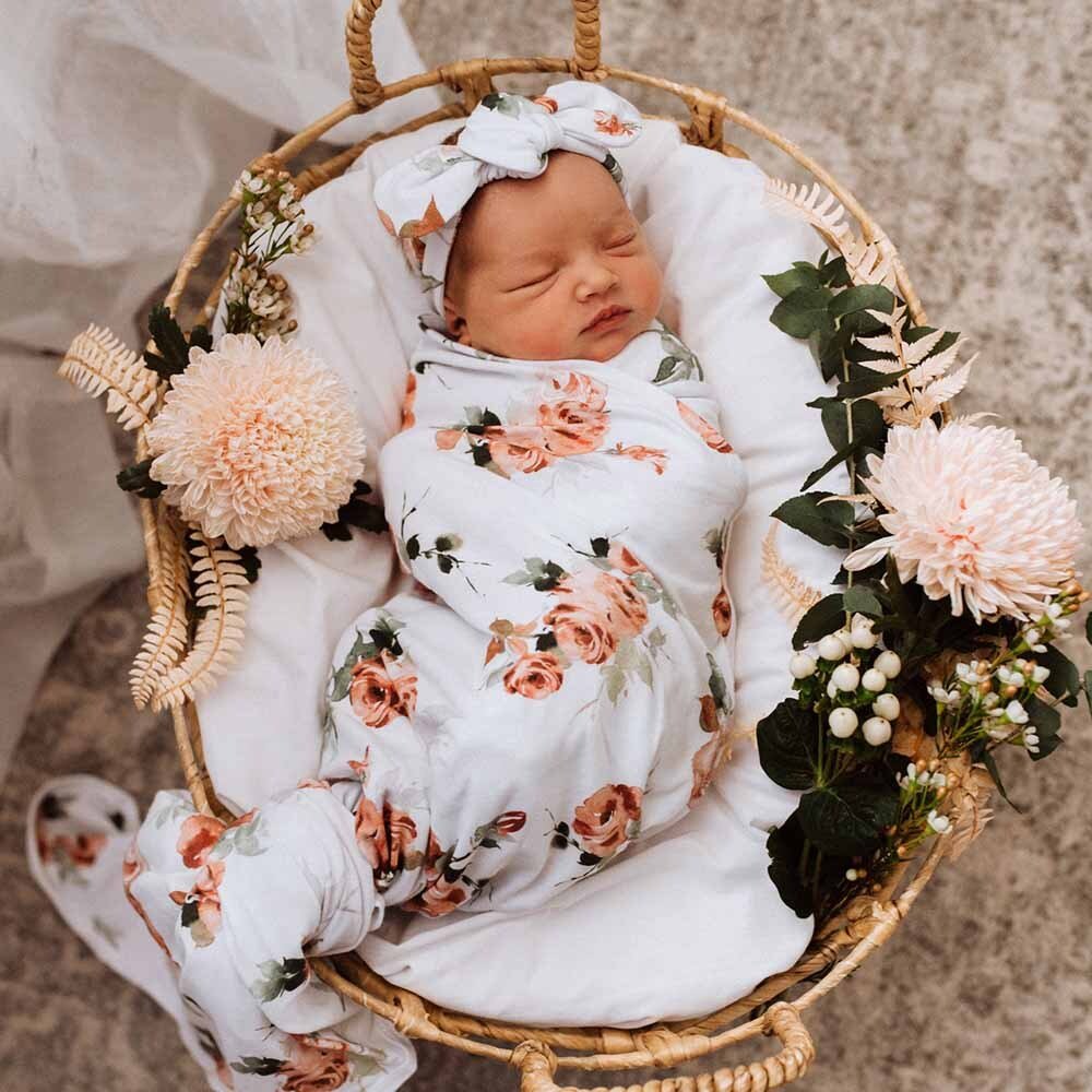 Rosebud Organic Jersey Wrap & Topknot Set - Image 6