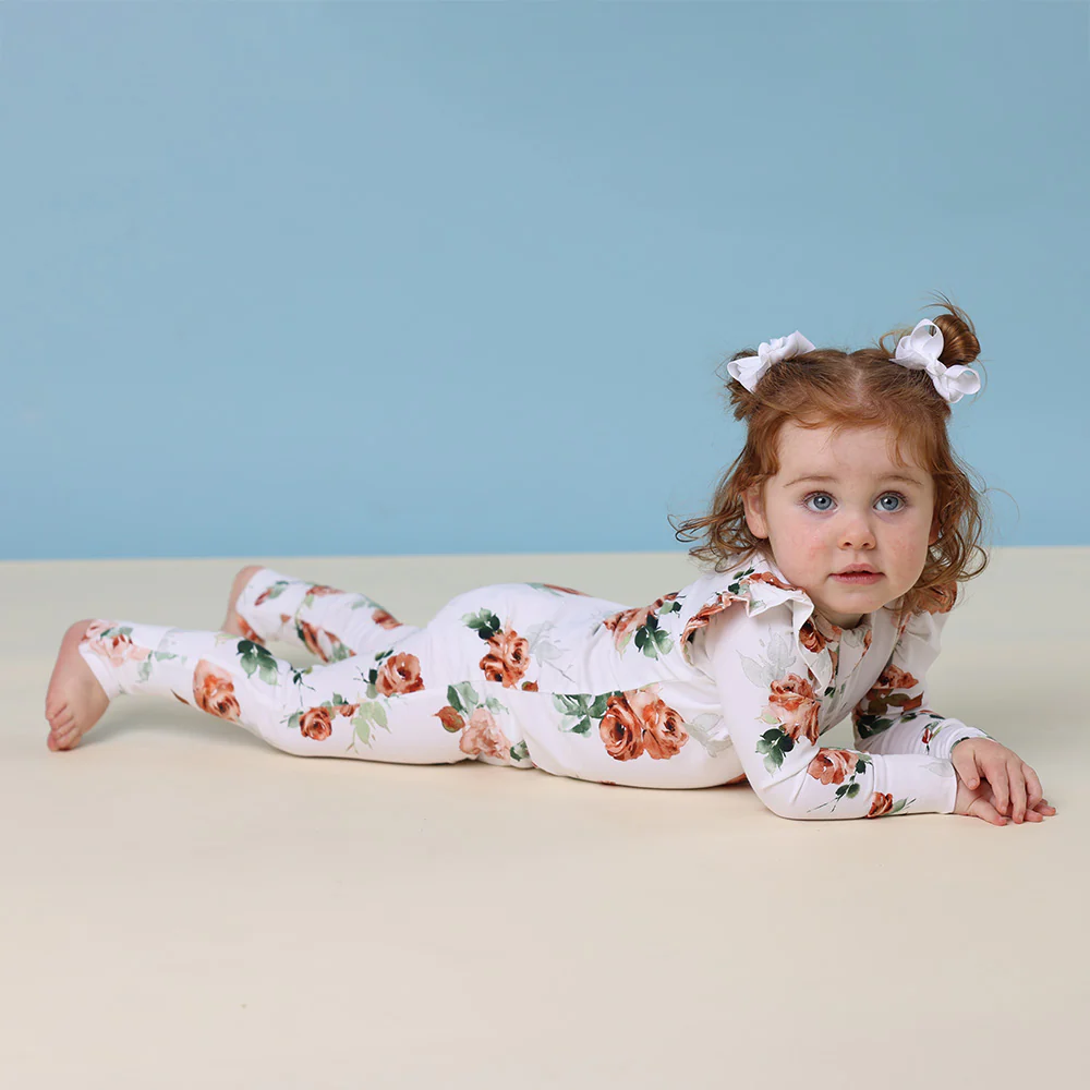 Rosebud Organic Snugglesuit Convertible Romper with Frill - Image 5