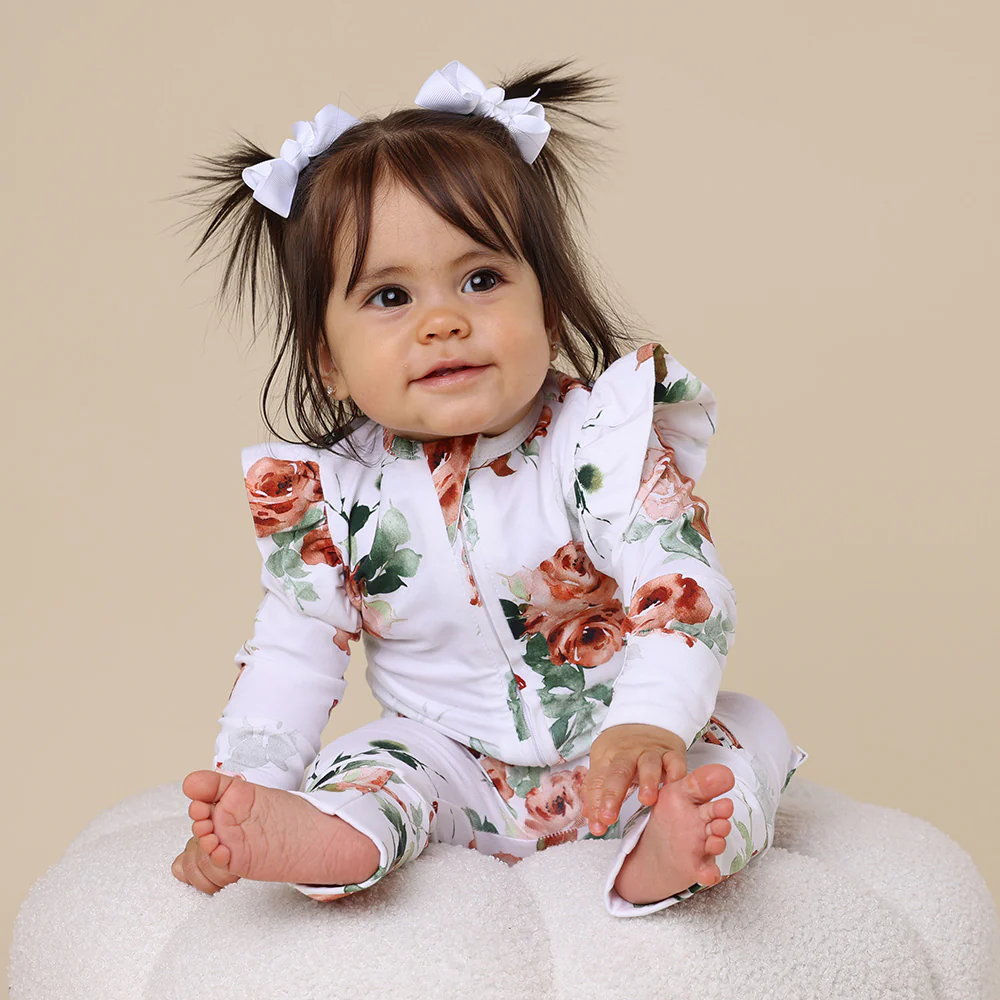 Rosebud Organic Snugglesuit Convertible Romper with Frill - Image 6