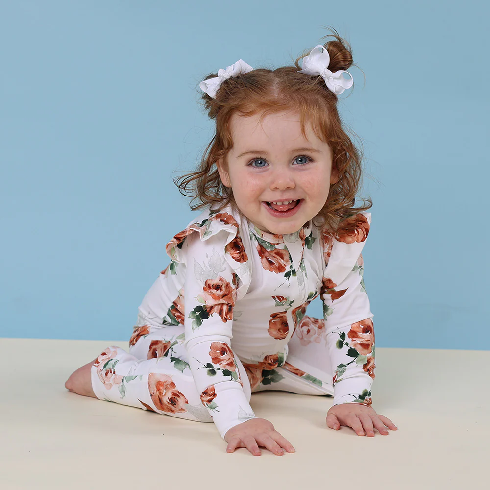 Rosebud Organic Snugglesuit Convertible Romper with Frill - Image 7
