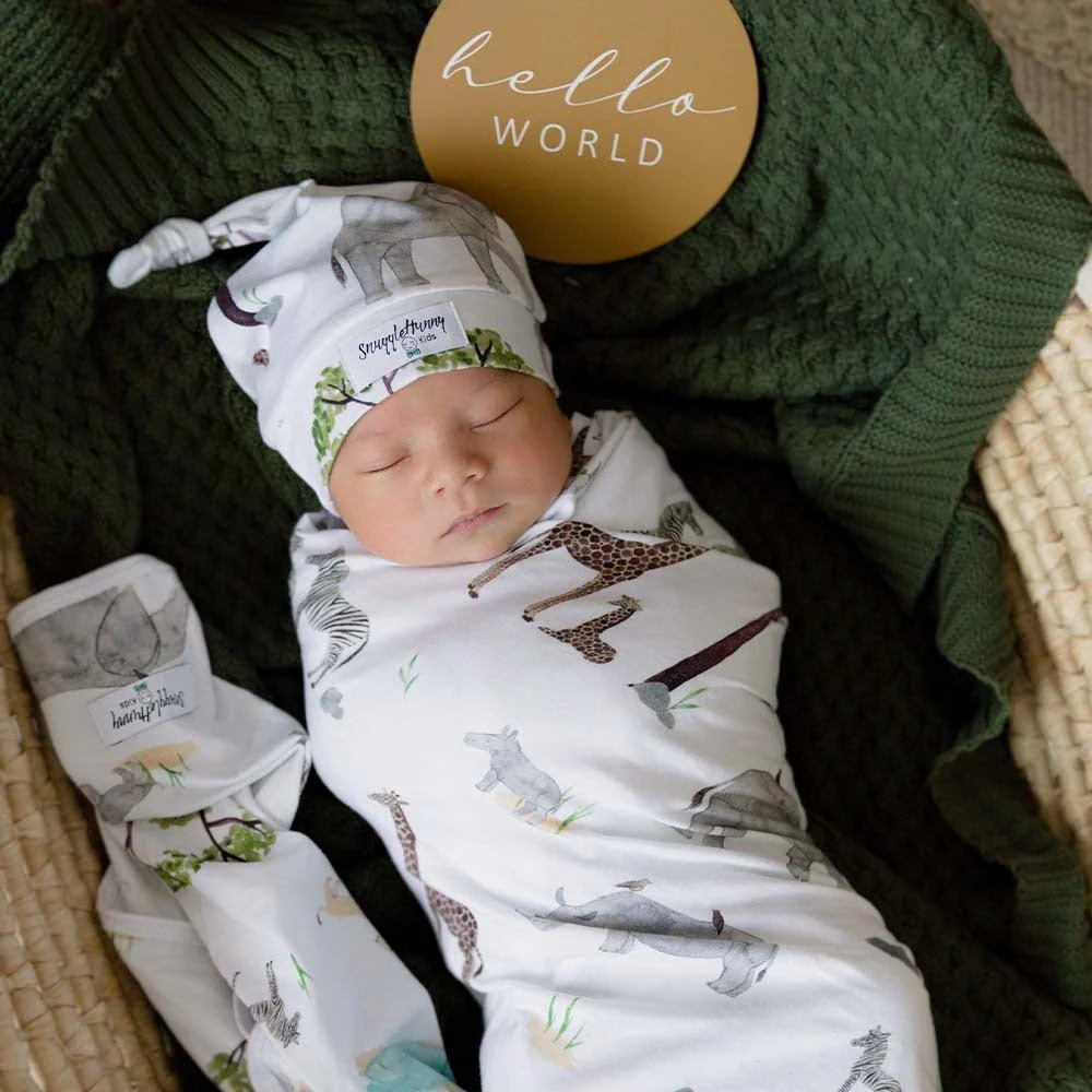 Safari Organic Jersey Wrap & Beanie Set - Image 7