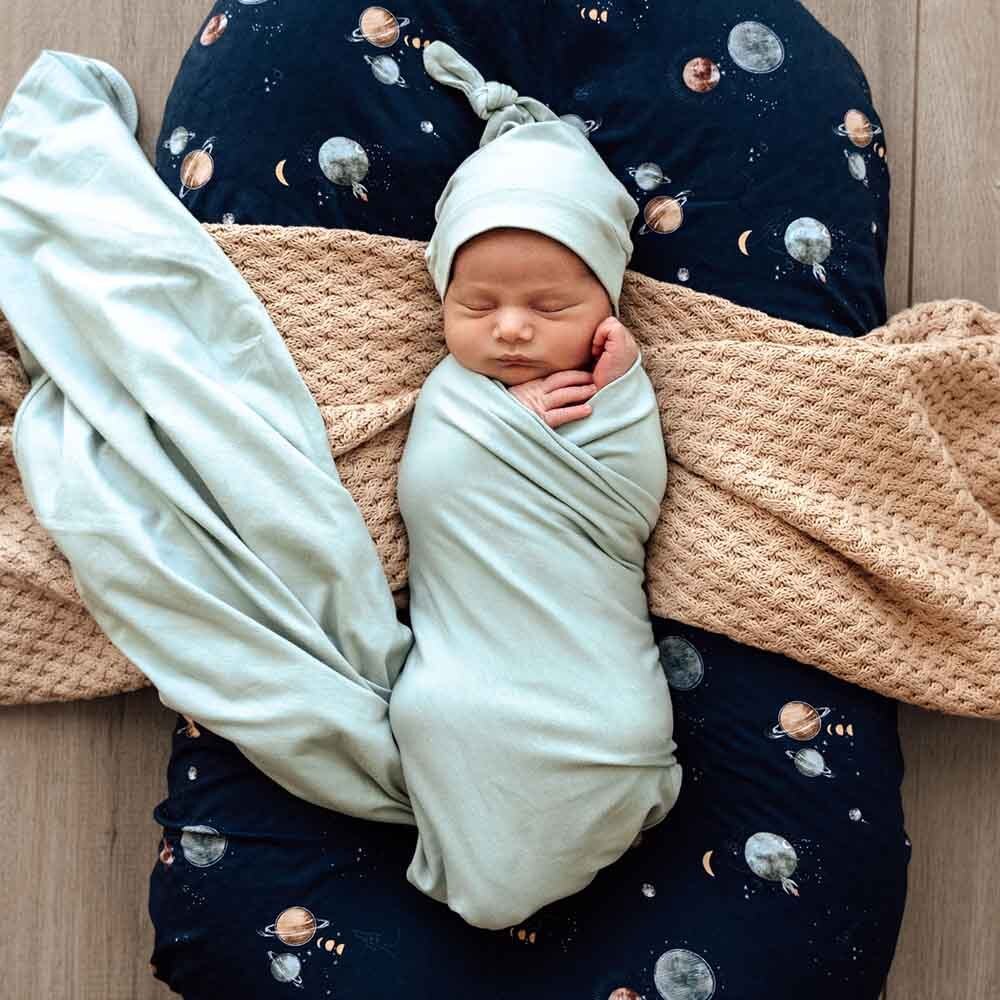 Sage Baby Jersey Wrap & Beanie Set - Image 3