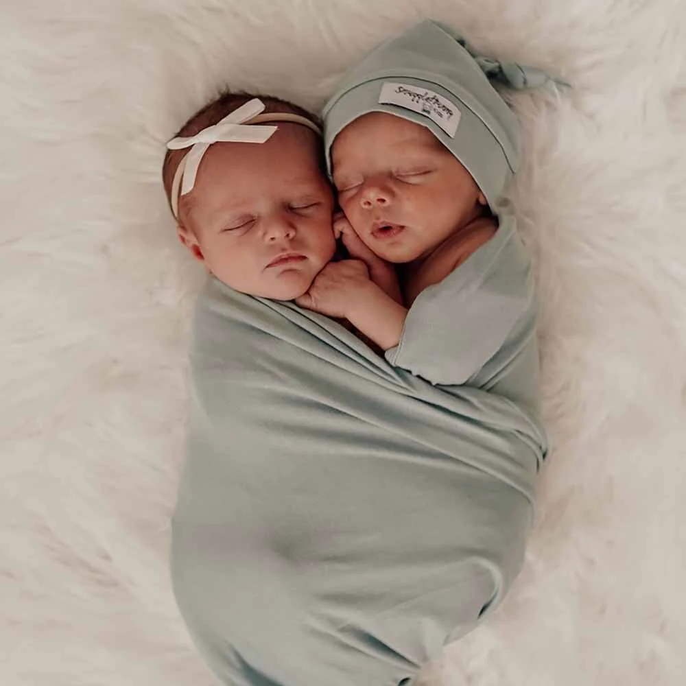 Sage Baby Jersey Wrap & Beanie Set - Image 7