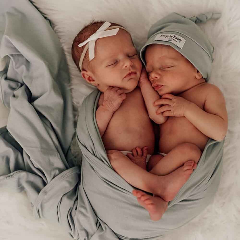 Sage Baby Jersey Wrap & Beanie Set - Image 8