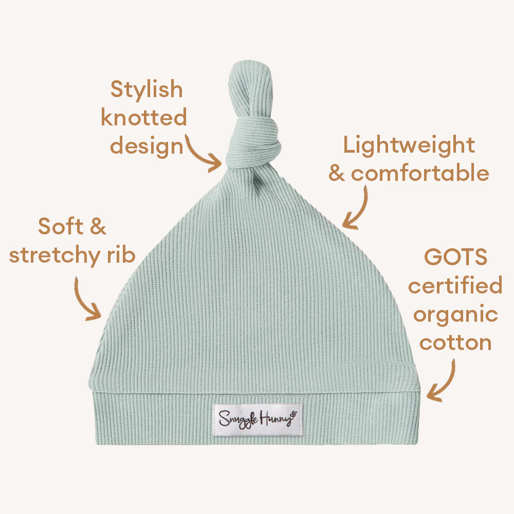 Sage Ribbed Organic Knotted Beanie - Image 4
