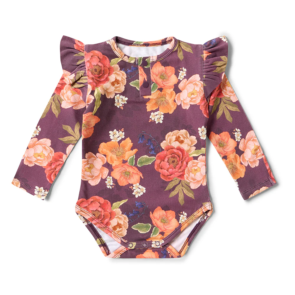 Sienna Long Sleeve Organic Bodysuit with Frill - Image 2