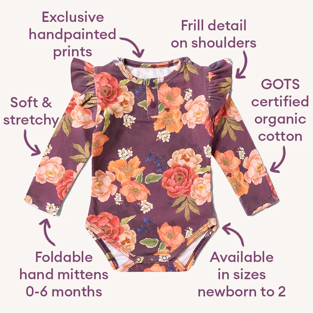 Sienna Long Sleeve Organic Bodysuit with Frill - Image 5