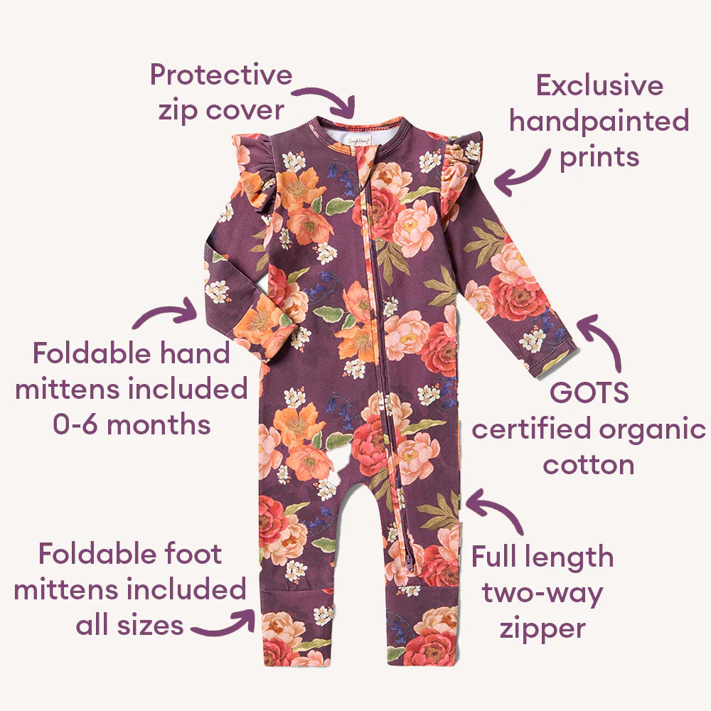 Sienna Organic Snugglesuit Convertible Romper with Frill - Image 4
