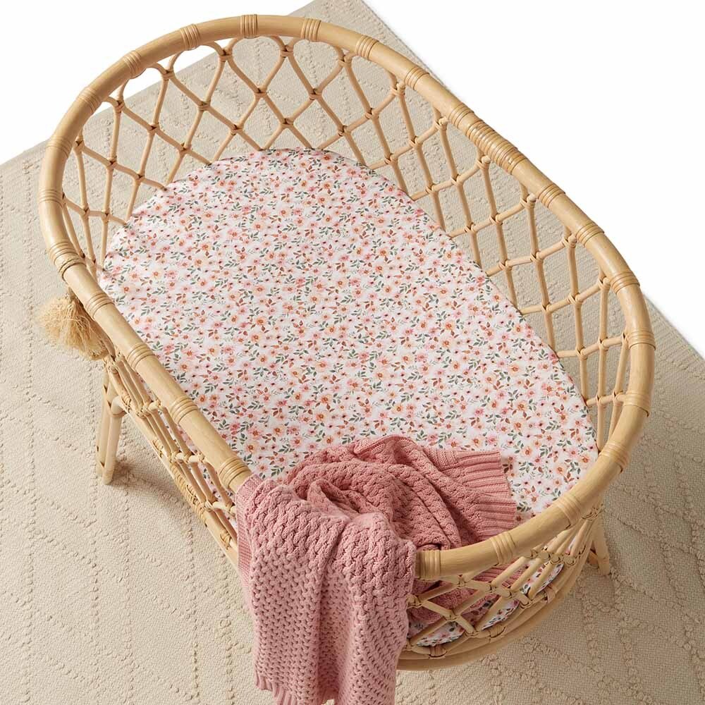 Spring Floral Organic Bassinet Sheet / Change Pad Cover - Image 3