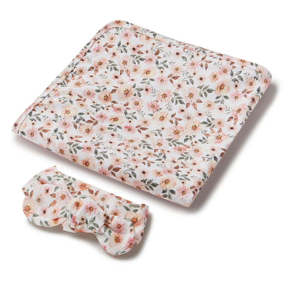 Spring Floral Jersey Wrap Birth Announcement Set - Image 2