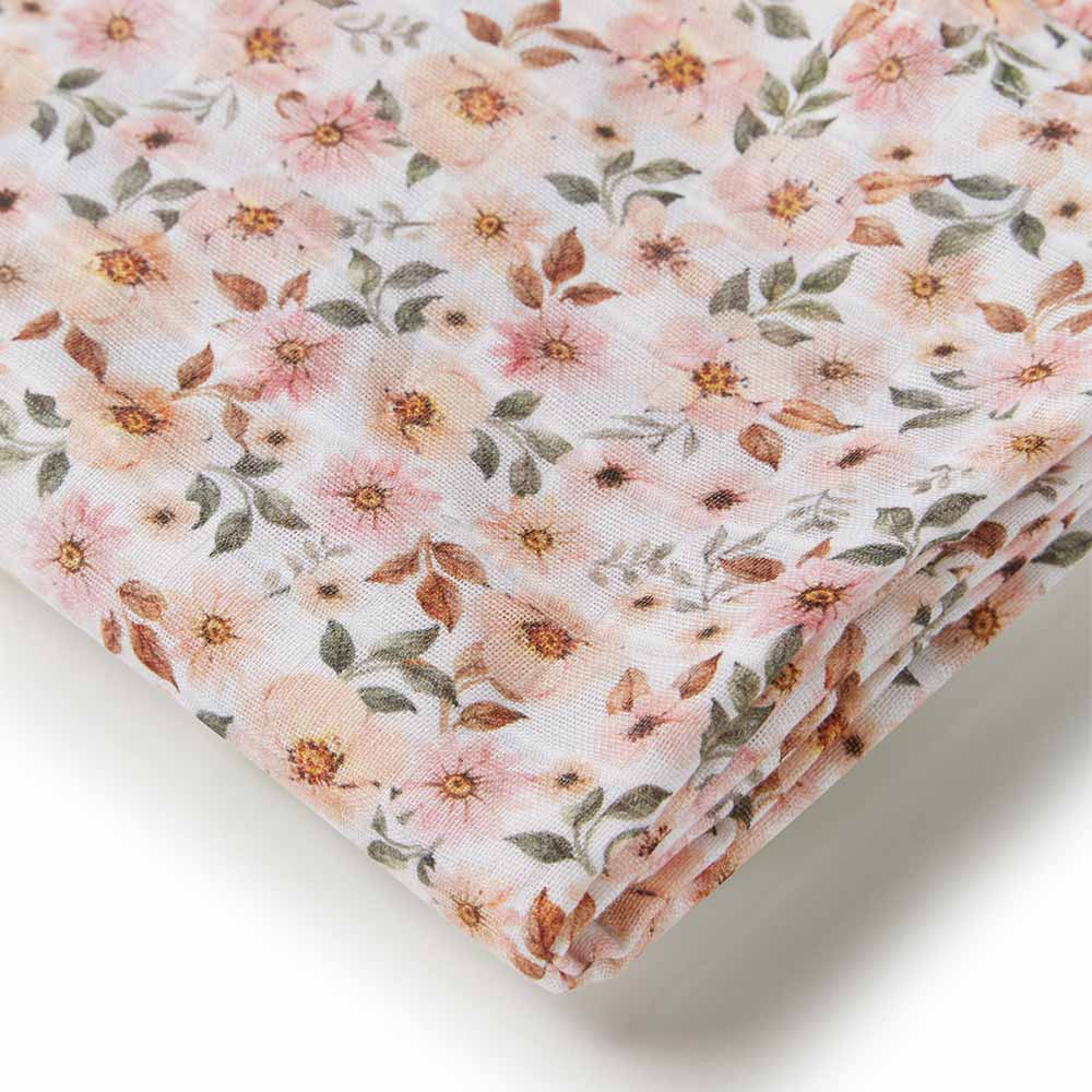 Spring Floral Muslin Wrap Birth Announcement Set - Image 2
