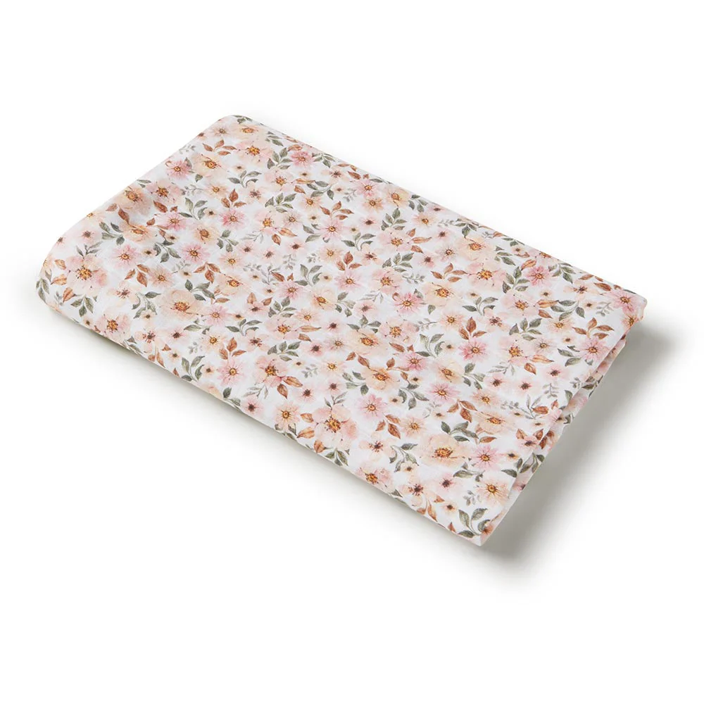 Spring Floral Muslin Wrap Birth Announcement Set - Image 3