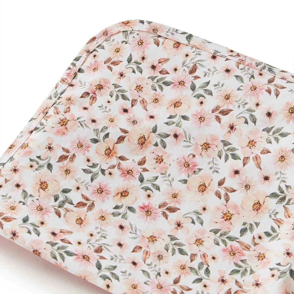 Spring Floral Organic Jersey Wrap & Topknot Set - Image 3