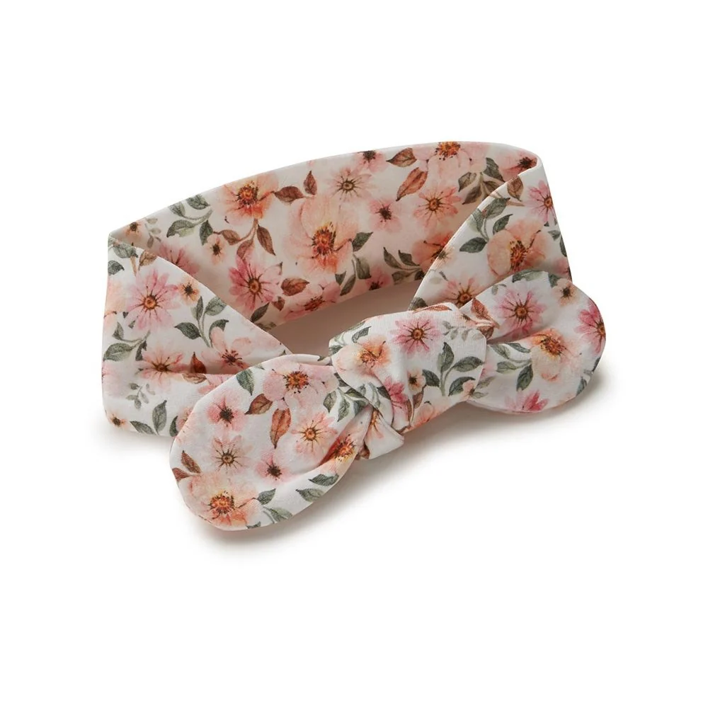 Spring Floral Organic Jersey Wrap & Topknot Set - Image 5