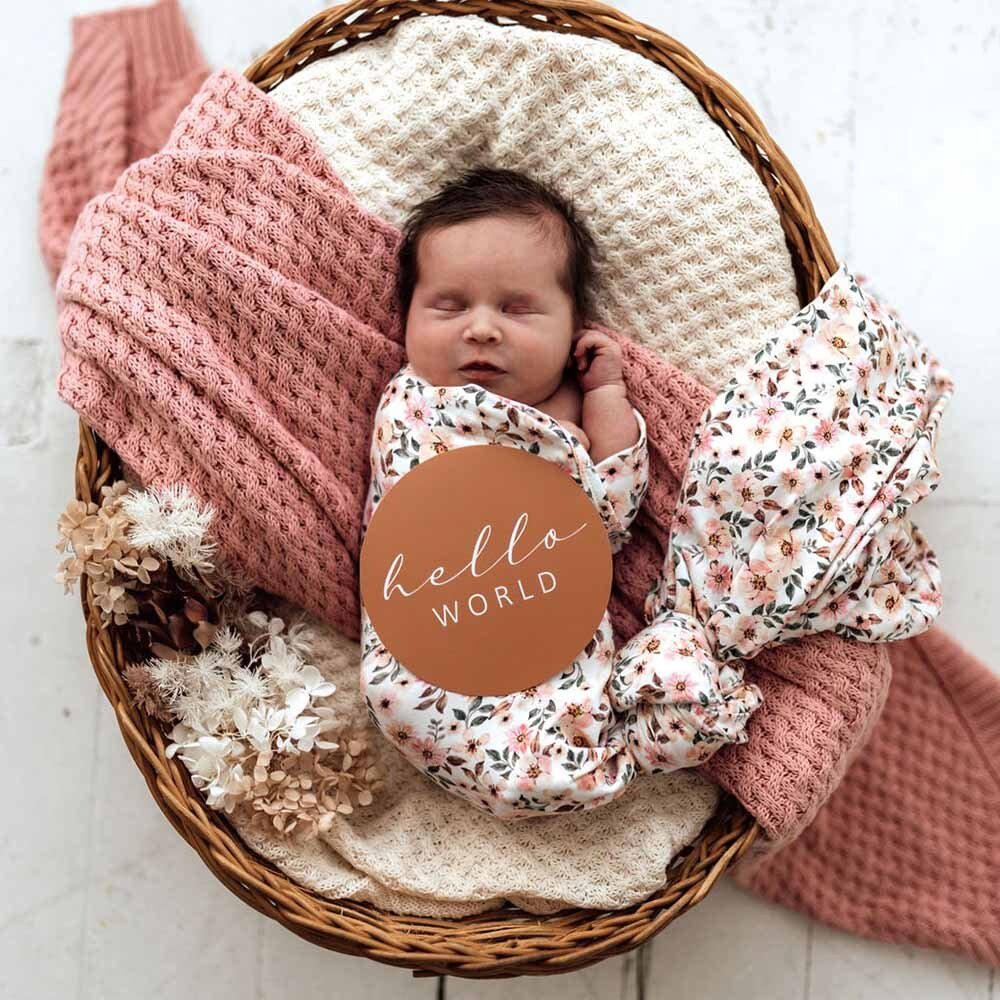 Spring Floral Organic Jersey Wrap & Topknot Set - Image 6