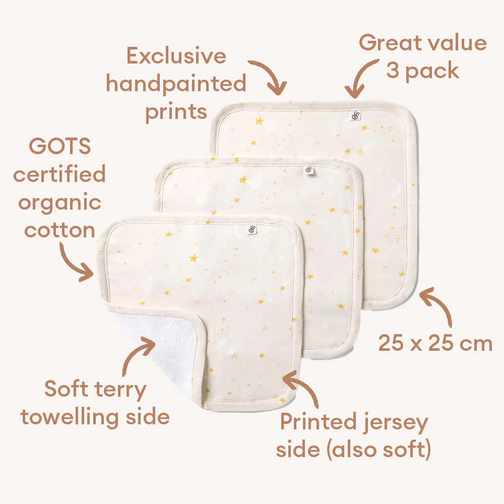 Stardust Organic Wash Cloths - 3 Pack - Image 2