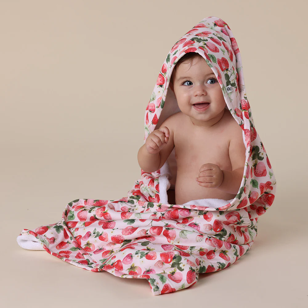 Strawberry Organic Baby Towel & Wash Cloth Set - Image 2