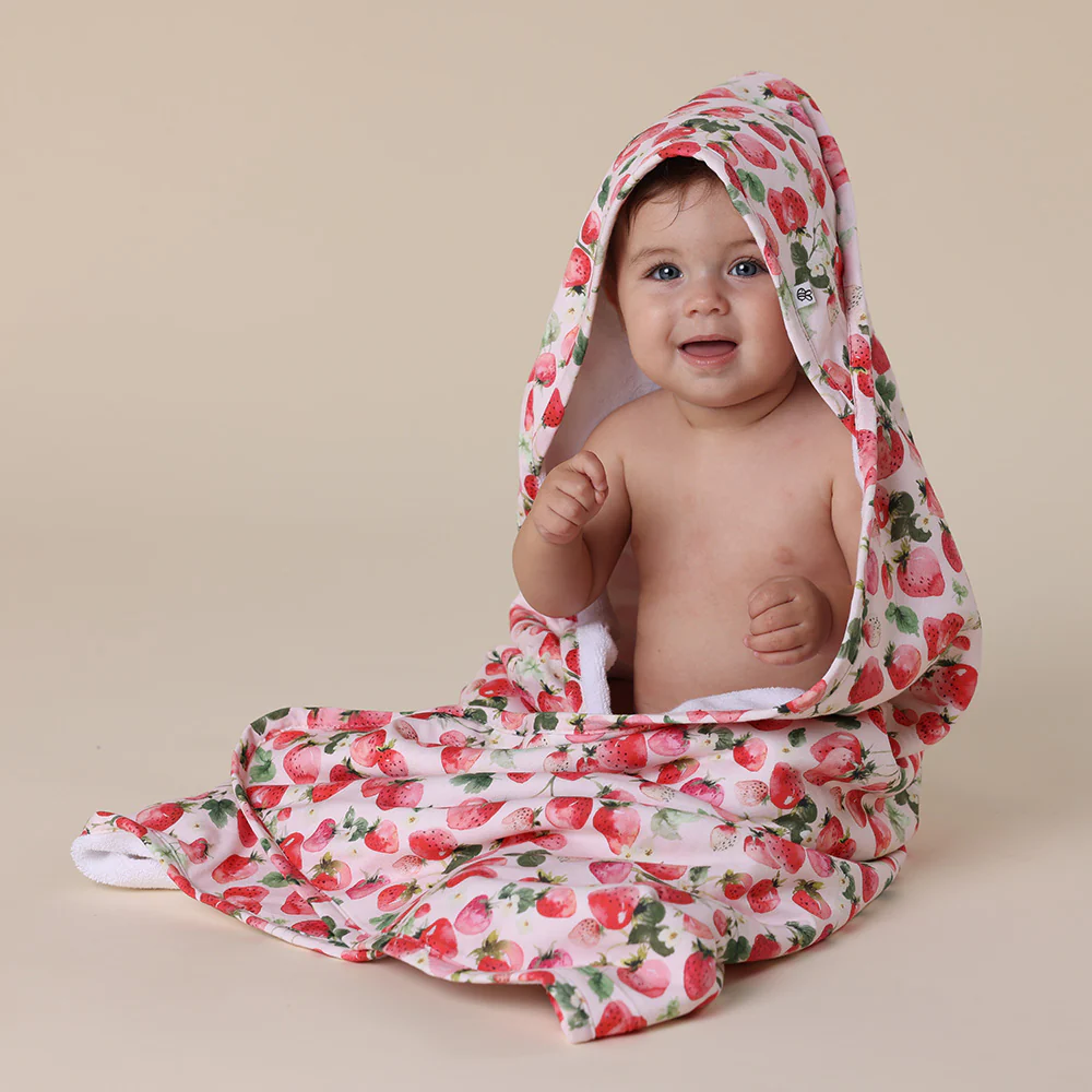 Strawberry Organic Baby Towel & Wash Cloth Set - Image 3