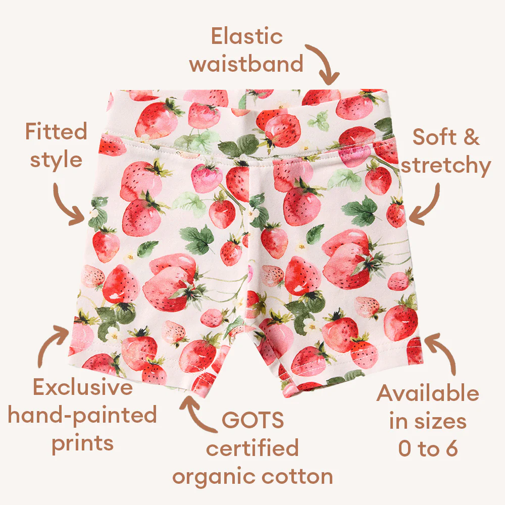 Strawberry Organic Bike Shorts - Image 5